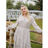 Mqtime Spring Summer Long Sleeve Casual Dresses Female Holiday Women Maxi Dress Print O-Neck Fashion Bohemian Long Sundress Vestidos