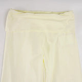  MQTIME  -  Solid Light Yellow Color Low Waist Yoga Sport Loose Flare Pants for Women's Autumn Korean Style Designer Elegant Trousers