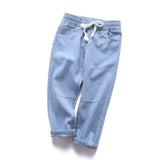  MQTIME  -  100% Cotton Comfortable Children's Jeans Spring New Boys And Girls Thin Elastic Waist Casual Loose Jeans Baby Pants