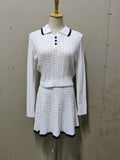 MQTIME  -  Woolen Set 2025 Spring and Autumn Women's Long Sleeve Button Collar Knitted Shirt Top Short Umbrella Skirt