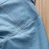 MQTIME  -  Spring Autumn Girls Dress Korean Version Denim Stitching Mesh Dress + Detachable Polka Dot Belt Suit Dress