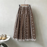MQTIME  -  Korean Korean Casual Crochet Geometric Print A-LINE Mid-length Fashion Skirts
