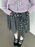  MQTIME  -  Vintage Polka Dot Bandage High Waist A-LINE Patchwork Japanese Skirts