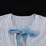 MQTIME  -  Women's Casual Striped 2 Piece-Set Shorts Contrast Bow Lace-Up Cardigan Loose Shorts Daily Party Fashion Female Sets New