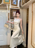 MQTIME  -  Dresses Women Sleeveless Sexy Elegant Off Shoulder Slim Backless Temperament Mermaid Dress Party Female Fashion Summer