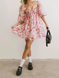 MQTIME  -  Women s Vintage Polka Dot Swing Dress Retro 1950s Rockabilly Cocktail Party Dress Short Sleeve Sweetheart Neckline Dress