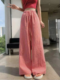 MQTIME  -  New Autumn Red Plaid Wide Leg Pants Women Casual Loose Floor Pants Ladies Elastic Waist Drawstring Mop Pants Pantalones