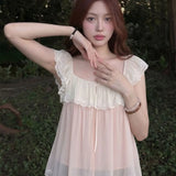 MQTIME  -  French Square Collar Ruffles Summer Outerwear All Match Women Blouse
