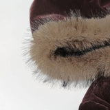 MQTIME  -  Cropped Trendy Velvet Pocket Cargo Jacket, High-waisted Skinny Hottie Fur Hooded Sweatshirt