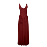 MQTIME  -  Metal Buckle Sheer Mesh Bodysuits Patchwork Maxi Party Dress Women Elegant V Neck Spaghetti Straps Backless Birthday Long Robe