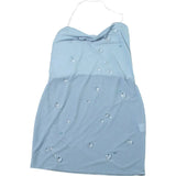 MQTIME  -  Blue Halter Neck Dress Sexy See-through Backless Sleeveless 3d-water-droplet Women's Mini Dress Summer Beach Vacation Robe