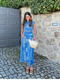 MQTIME  -  Spring Summer New Fashion Printed Women Skirt Set Simple Round Neck Female Sleeveless Two Piece Set Dress