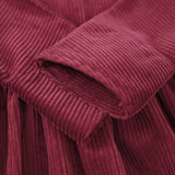  MQTIME  -  Girls Corduroy Dress Autumn Winter New Round Neck Warm Princess Dress Waist Pleated Back Buttons Long-Sleeved Dresses For Kids