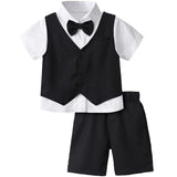 MQTIME  -  Boys Clothes Set Kids Formal Wedding Dress Suit Toddler Suit Church Photoshoot Funeral Ring Bearer Outfit Shorts Set Tuxedo