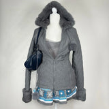 MQTIME  -  Plush emo Y2K Harajuku Hooded Fashion Women Gothic Slim Surcoat Aesthetic Classic Zipper Sweatshirt Casual Punk Street Clothing