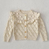  MQTIME  -  New Autumn Toddler Baby Girls Sweater Coat Long Sleeved Solid Color Hooded Infant Baby Girls Knitting Cardigan Coat