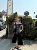  MQTIME  -  Y2K Stylish Streetwear Faux Two-Piece Splicing Design Loose Fit Versatile Straight Cut Cropped Trousers