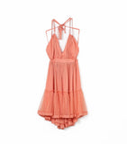 MQTIME  -  Sexy Backless Lace Halter Dress Summer femme V Neck Mini Party Dress Ruffle Lace Up Back Beach Sundress