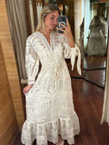 MQTIME  -  Embroidered White Lace Midi Dress Women 2 Pieces Suits Fashion Elegant Spring Summer Lady Dresses Boho Beach Style New Elegant