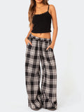 MQTIME  -  Women's Elastic Waist Baggy Pants Spring Summer Striped/Plaids/Letter Heart Print Wide Leg Lounge Bottoms Casual Trousers