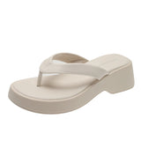 MQTIME  -  Women's Thi Heel Sandals Summer Korean Sle Beach Slippers Anti-Slip Holiday Crossbody Flat Bot PU Leather