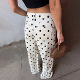 MQTIME  -  Stylish Polka-Dot Printing Jeans Women High-Waisted Loose Casual Street Trousers Spring Summer Female High Street Pants