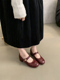 MQTIME  -  Wedding New Design Lolita Mary Janes Shoes Temperament Pumps Round Toe Thick Heels Buckle Strap Solid Color Handmade For Ladies