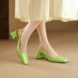 MQTIME  -  Square Toe Design Patent Leather Women Shoes Chunky Heels Summer Women's Pumps Slingbacks Candy Colors Sandals for Women WSH5310