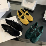 MQTIME  -  Autumn New Mary Jane Women Velvet Flat Shoes Shallow Soft Buckle Ladies Vintage Casual Shoes Classics Ballet Loafers Mujer
