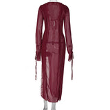  MQTIME  -  2026 Spring New Women's Sexy Tether V-Neck Split Dress Women