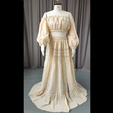 MQTIME  -  Bohemian Photo Shooting Pregnancy Dress One Shoulder Long Sleeved Two-Piece Pure Cotton Lace Dress Photography Dress For Women