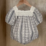  MQTIME  -  New Summer Newborn Baby Girl Romper Flying Sleeve Cotton Mesh Splicing Toddler Baby Girl Jumpsuit 0-24M Baby Girl Clothing