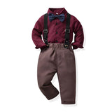 MQTIME  -  Christmas Boys Gentleman Clothing Sets Long Sleeve Bowtie Shirts+Suspenders Pants Kids Boy Formal Outfit Suits