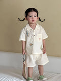 MQTIME  -  Summer New Children Short Sleeve Clothes Set Boys Girls Cartoon Embroidery Shirts + Shorts 2pcs Suit Kids Casual Outfits