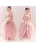 MQTIME  -  Maternity Photo Shoot Outfit Pink Sweet Tupe Top with Mesh Tutu Long Skirt 2pcs for Pregnant Women Studio Photography Shooting