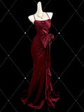 MQTIME  -  Red Celebrity Dress Ruffle Mermaid Spaghetti Strap Red Carpet Anniverasry Meeting Cocktail Dress Long Maxi Party Evening Gowns