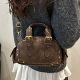 MQTIME  -  Vintage Y2K Aesthetic Fashion Mini PU Leather Rivet Buckle Crossbody Bag Shoulder Bags HandBag Purse Woman Bags
