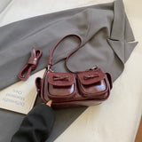 MQTIME  -  Vintage Fashion PU Bow Multi-pocket Large Capacity Storage Bags Shoulder Bag Underarm Bags Crossbody Bag Woman Bags