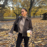 MQTIME  -  Stylish Minimalist Jacket Loose Double-ended Zipper Short Coat Autumn Chic Fashionable Casual Street Style Women's Outerwear