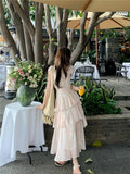 MQTIME  -  Elegant Vintage Tierred Floral Summer Women Dress Female Patchwork Long Fairy Dress Female Casual Evening Party Dress
