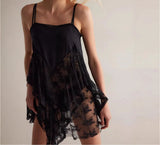 MQTIME  -  Women's Clothing 2025 Autumn New Style Pure Desire Splicing Sexy Irregular Lace Camisole Top