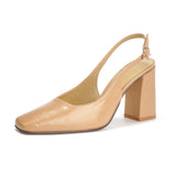 MQTIME  -  Simple Commuting Baotou Back Empty Sandals Temperament Square Head Thick Heel High Heel Summer Women's Shoes