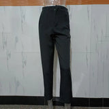 MQTIME  -  New Women Casual Pants High Waist Slim-fit Basic Pants Popular Hot Sale Plaid Color Straight Style Daily Trousers