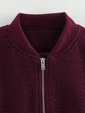 MQTIME  -  2025 Spring New Solid Loose Female Jacket Casual Zipper Long Sleeve O-neck Coat for Women Vintage Ladies Outwear Top High Street