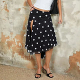 MQTIME  -  Polka Dot Print Medium and Long Dress Cute Girl Style Skirt Woman