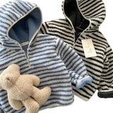 MQTIME  -  Children Girls Sweatshirt Striped Thicken Warm Toddler Girls Woolen Pullovers New Winter Versatile Kids Baby Girls Hoodies
