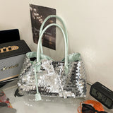  MQTIME  -  Sequins Shoulder Bags for Women Designer New Trendy Fashion Evening Party Bling Square Bag Handbags and Purses