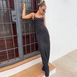MQTIME  -  Sexy Polka Dots Print Spaghetti Strap Slim Long Dress Women Backless Sleeveless Party Dresses Fashion Nightclub Female Vestdios