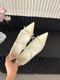 Mqtime Pointed Toe Women Loafers Fashion Bow Design Shallow Slip On Black White Red Gold 2024 New Arrivals Caual Size 35-39 Party Pumps