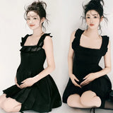 MQTIME  -   Women Photography Costume Elegant Black Sleeveless Short Maternity Dress Sweet Pregnancy Dresses Studio Shooting Photo Clothes